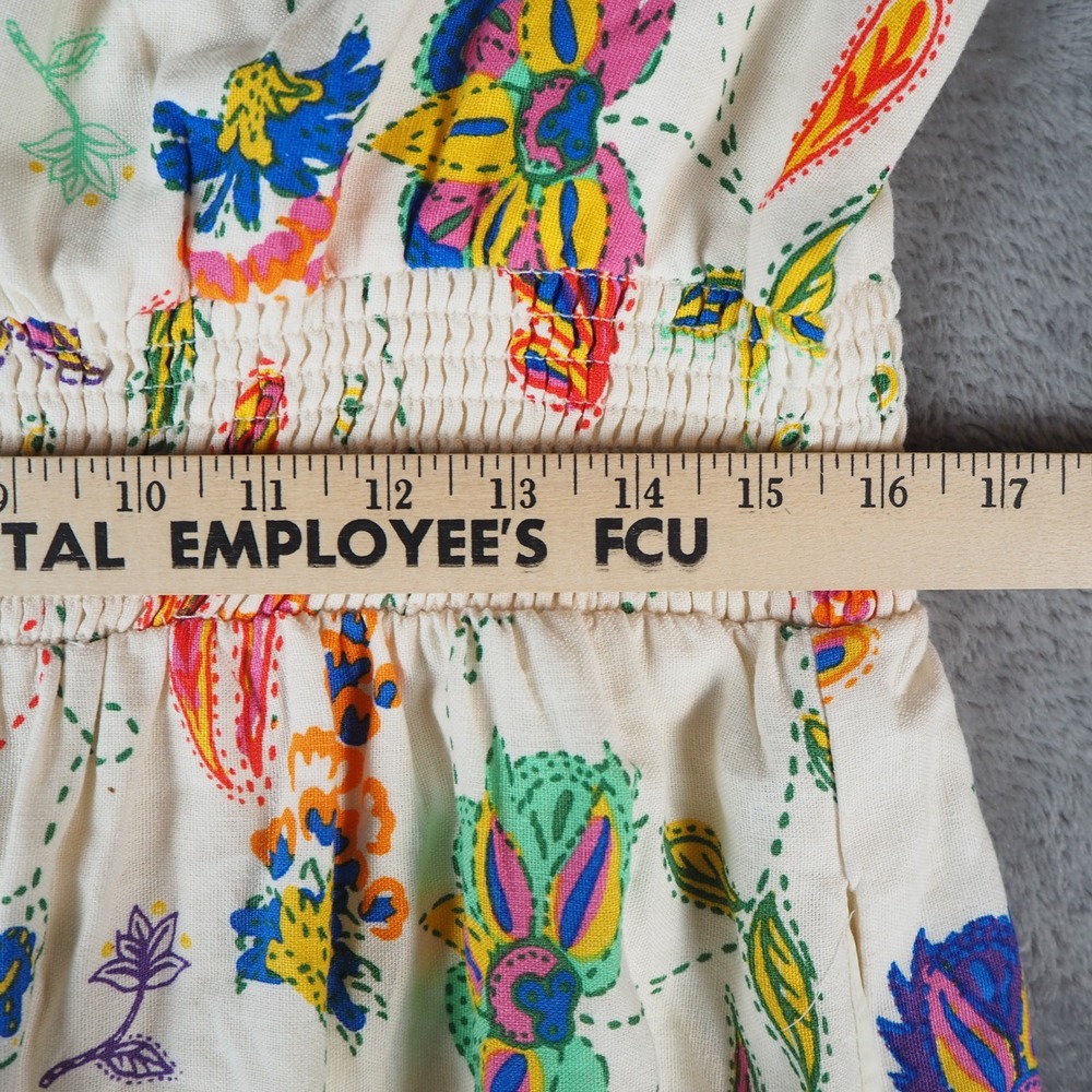 Sugarlips Cornelia Linen Blend Maxi Dress Sz XL Tired Smock Waist Boho Floral - Picture 9 of 15